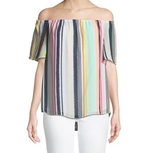 London Times Off the Shoulder Colorful Blouse